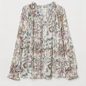 NWT H&M Floral & Bird Blouse Size 6